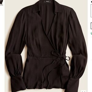 JCREW Womens Drapey Crepe Wrap Top - Size 10 (black)